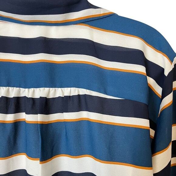 Ann Taylor Factory Womens Striped Long Sleeve V-Neck Career Blouse Top Shirt XL - Picture 13 of 16